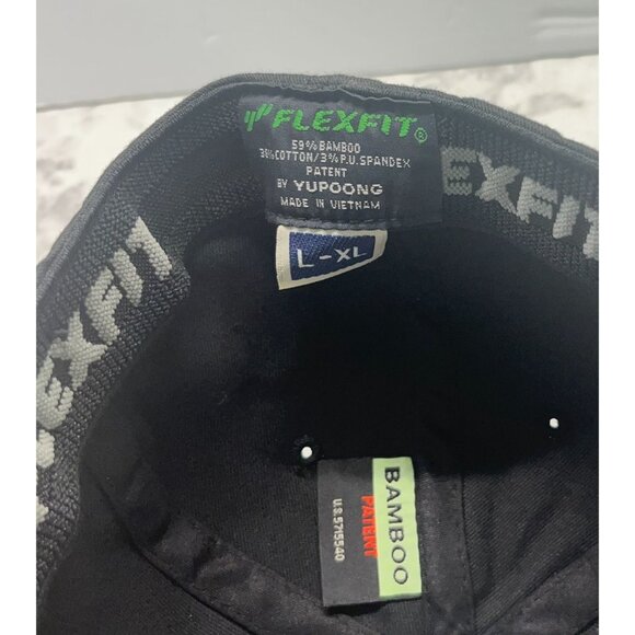 HobbyTown USA Flexfit Hat Oakdale MN Black L/XL Bamboo Blend Embroidered Logo - Picture 7 of 9